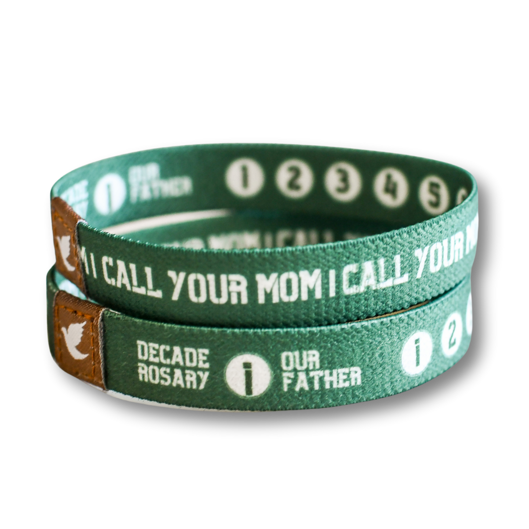 Call Your Mom Mens Rosary Bracelet-Pink Salt Riot