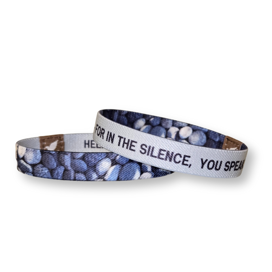 Pink Salt Riot Christian men's bracelet with inspirational text and pebble design stacked