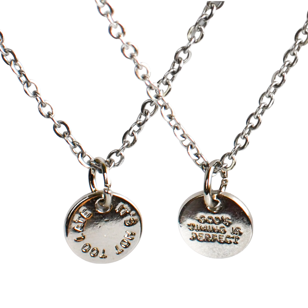 It's Not Too Late Silver Coin Necklace-Pink Salt Riot