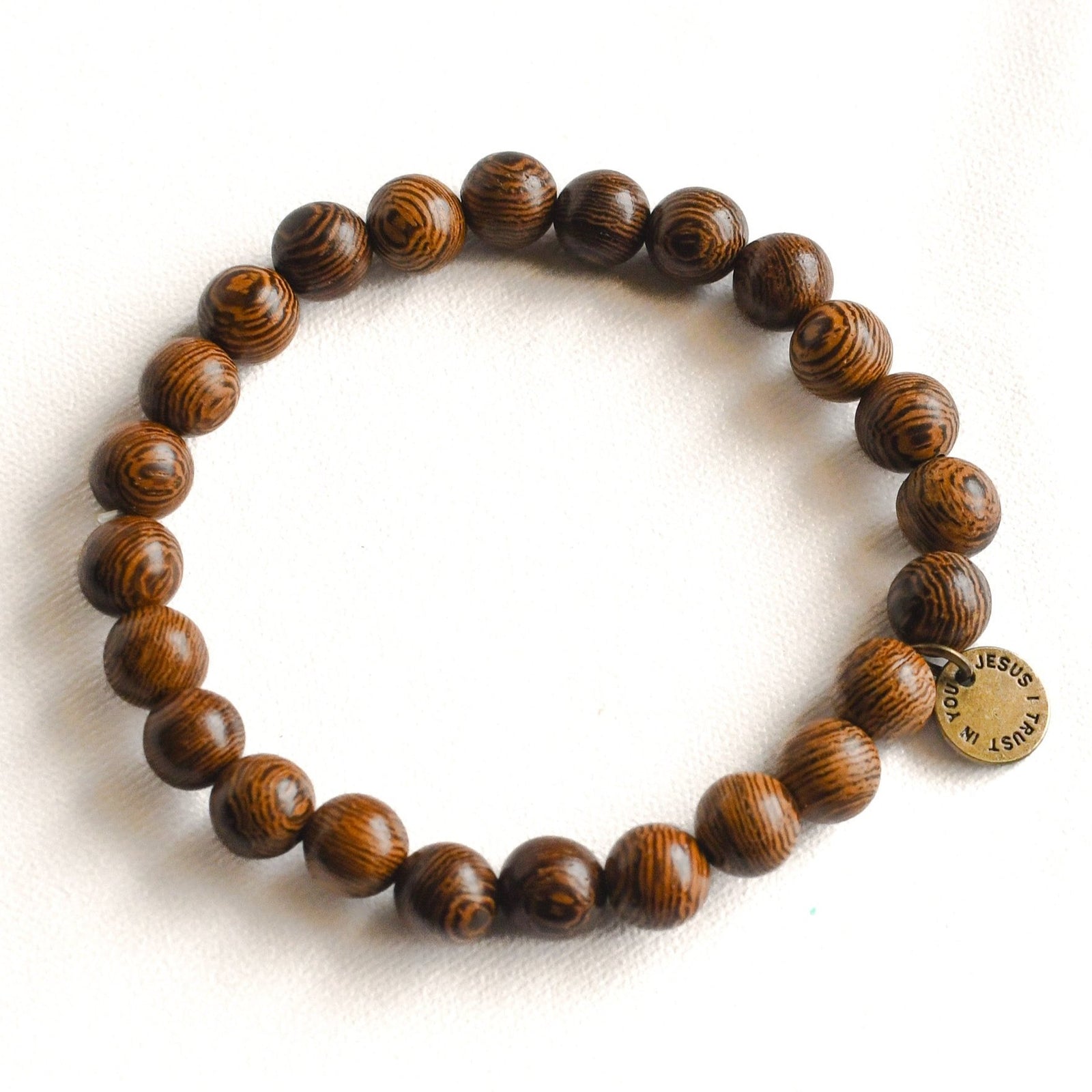 Jesus I Trust in You Wooden Bracelet-Pink Salt Riot