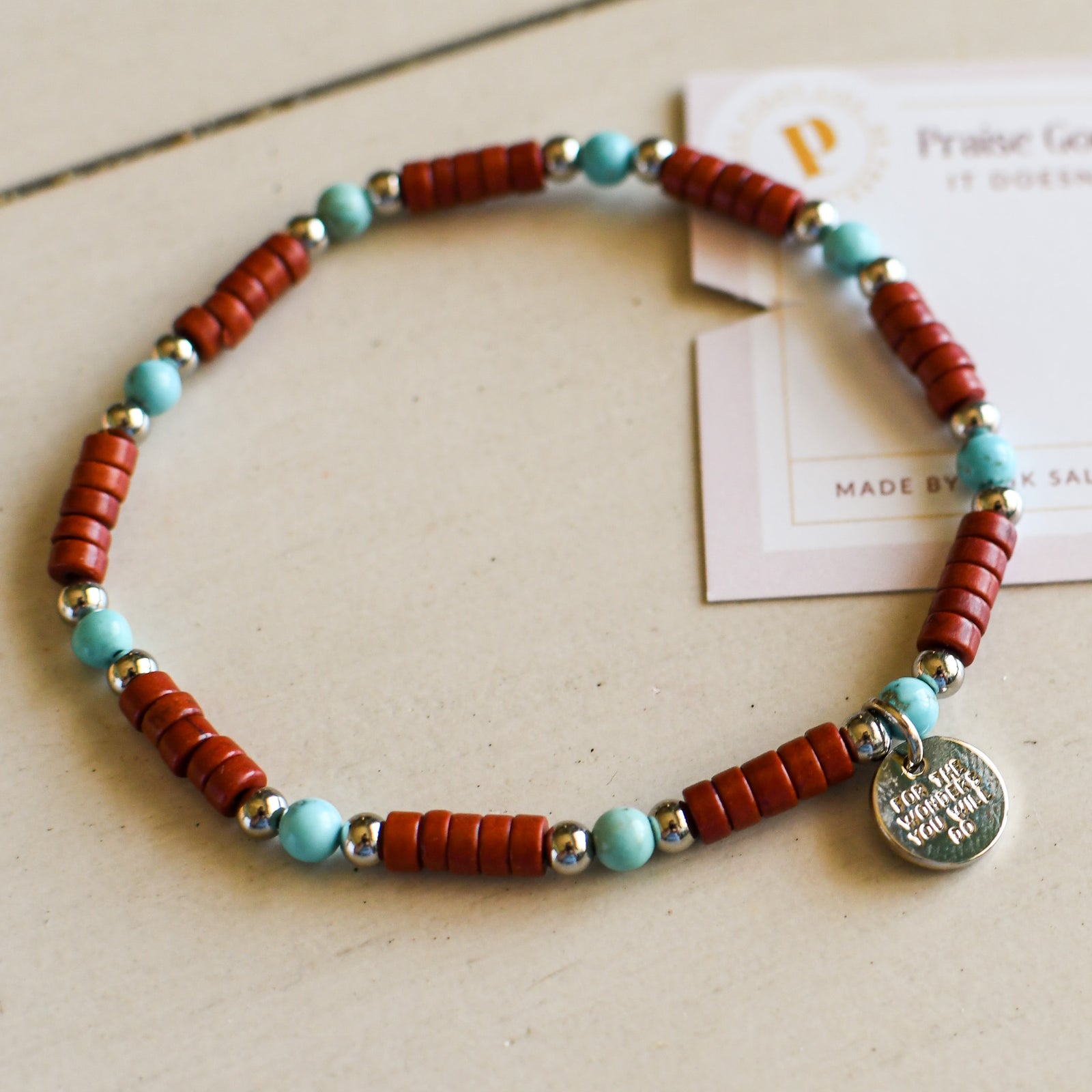 Praise You Lord Silver Beaded Bracelet-Pink Salt Riot