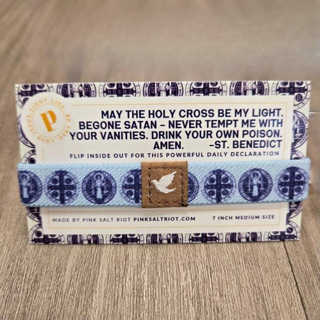 St. Benedict Medium TruthBand on card- Pink Salt Riot