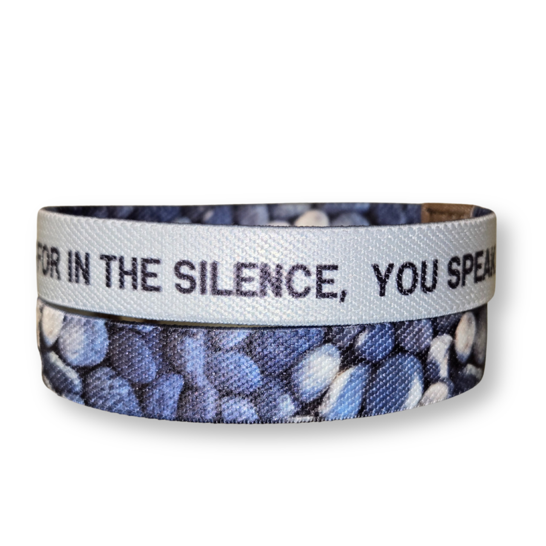 Pink Salt Riot Christian men's bracelet with inspirational text and pebble design