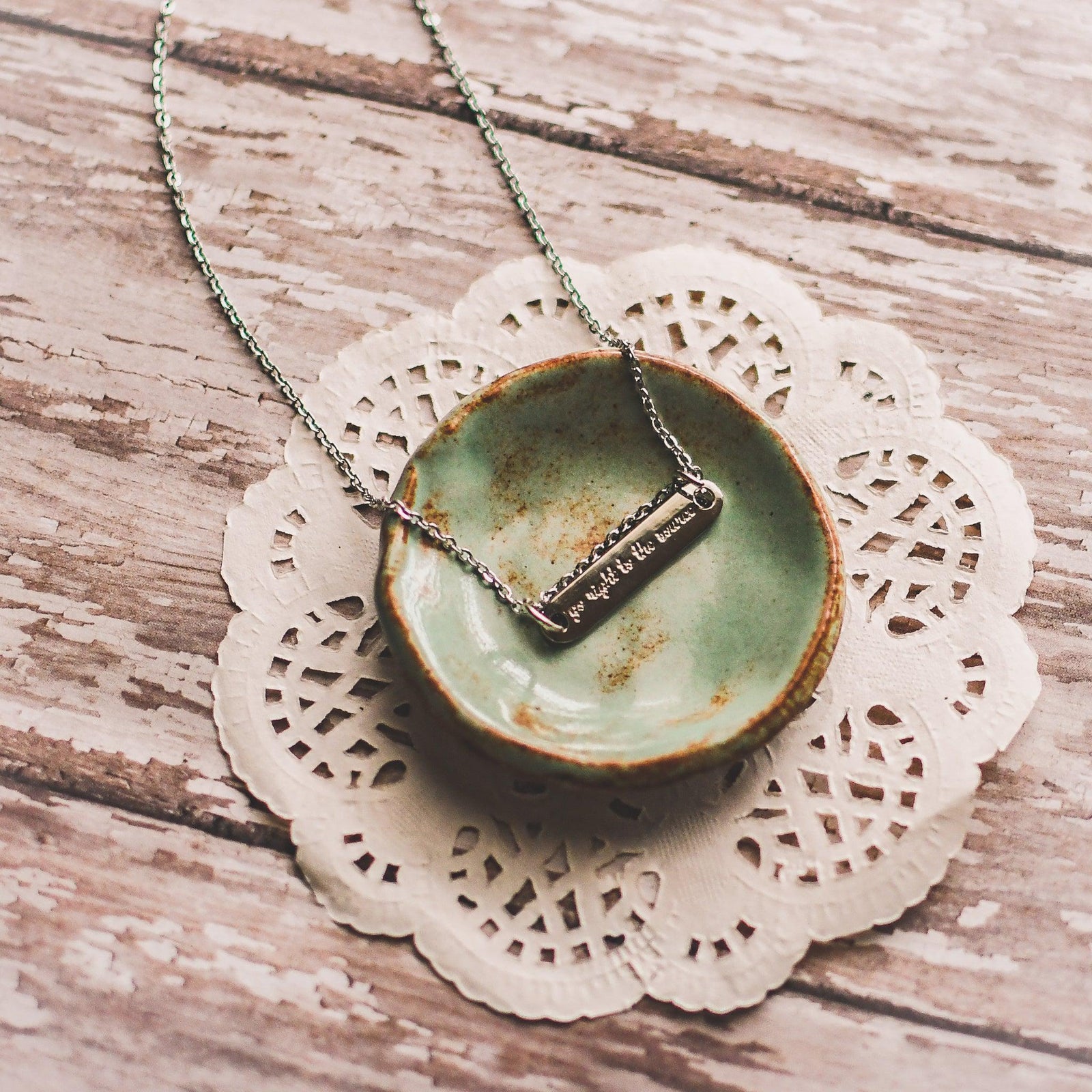 DOLLAR DAYS! Just Ask Jesus Silver Bar Necklace - Pink Salt Riot