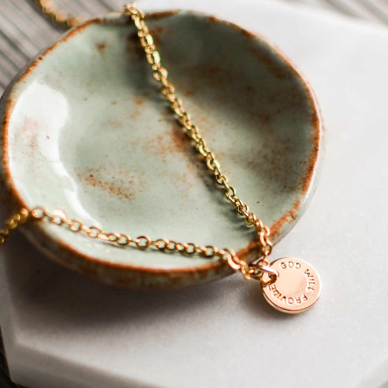 God is Enough Gold Necklace - Pink Salt Riot