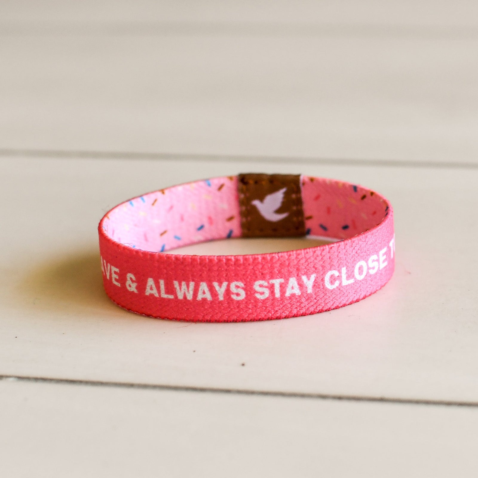 Kind and Brave Sprinkles Kids TruthBand - Pink Salt Riot- words facing out
