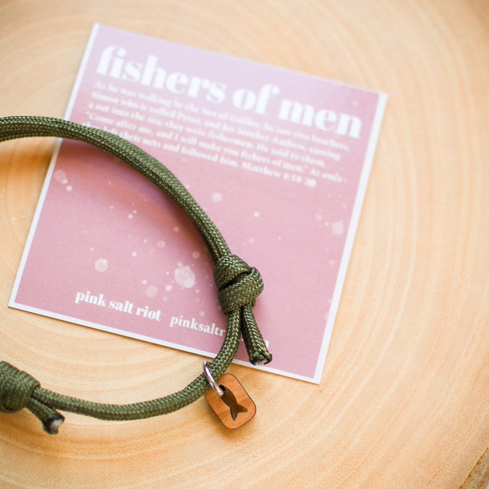 Olive Paracord Symbols Bracelet - Pink Salt Riot