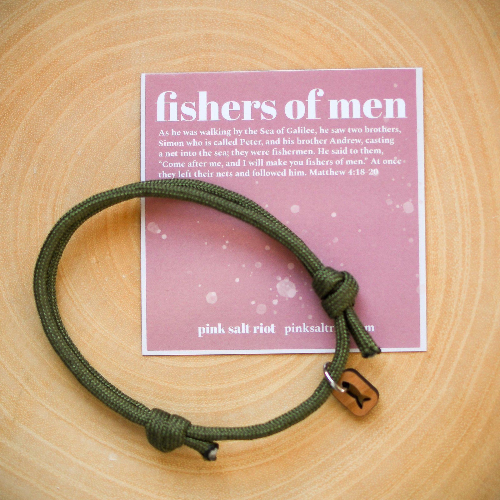 Olive Paracord Symbols Bracelet - Pink Salt Riot