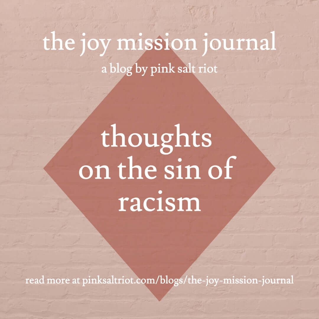 Some Thoughts on the Sin of Racism - Pink Salt Riot