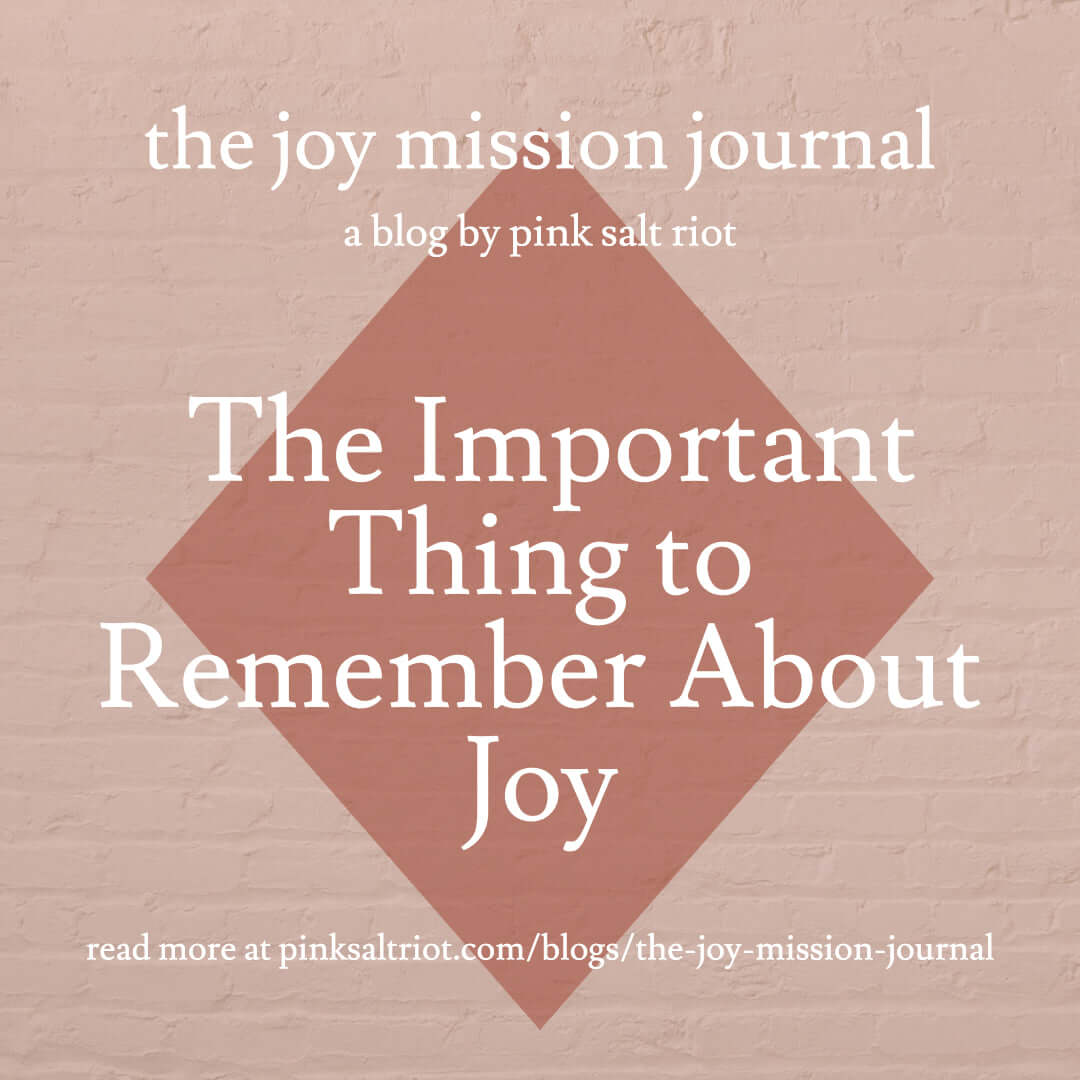 The Important Thing to Remember About Joy - Pink Salt Riot