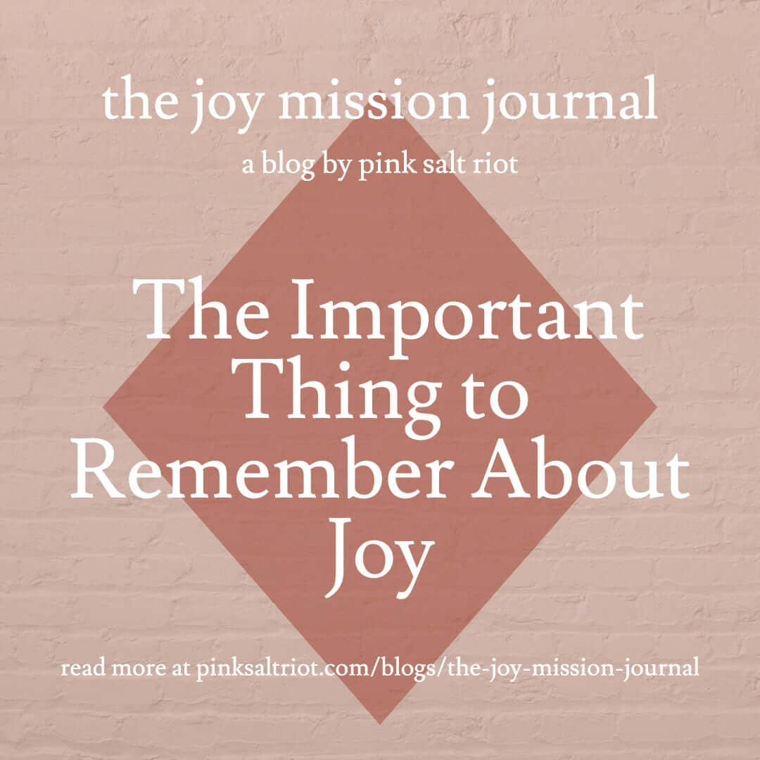 The Important Thing to Remember About Joy - Pink Salt Riot