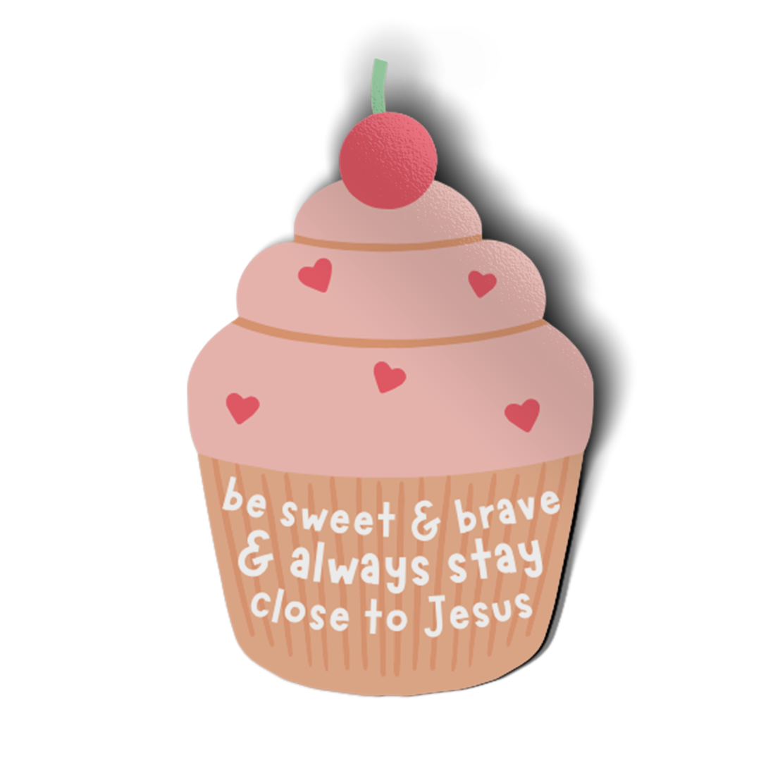 Be Sweet &amp; Brave Cupcake Vinyl Sticker-Pink Salt Riot