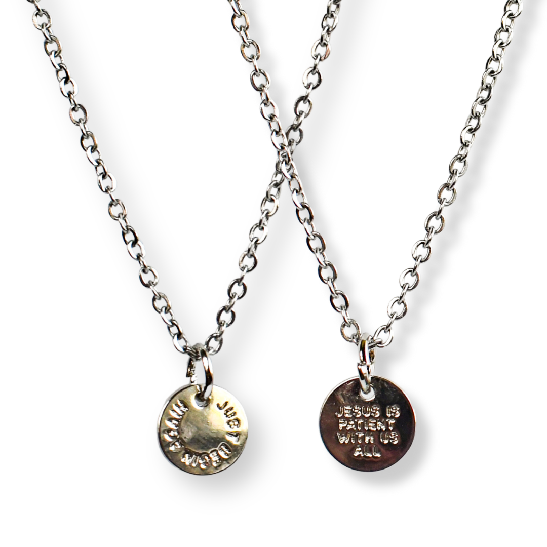 Begin Again Silver Christian Charm Necklace-Pink Salt Riot