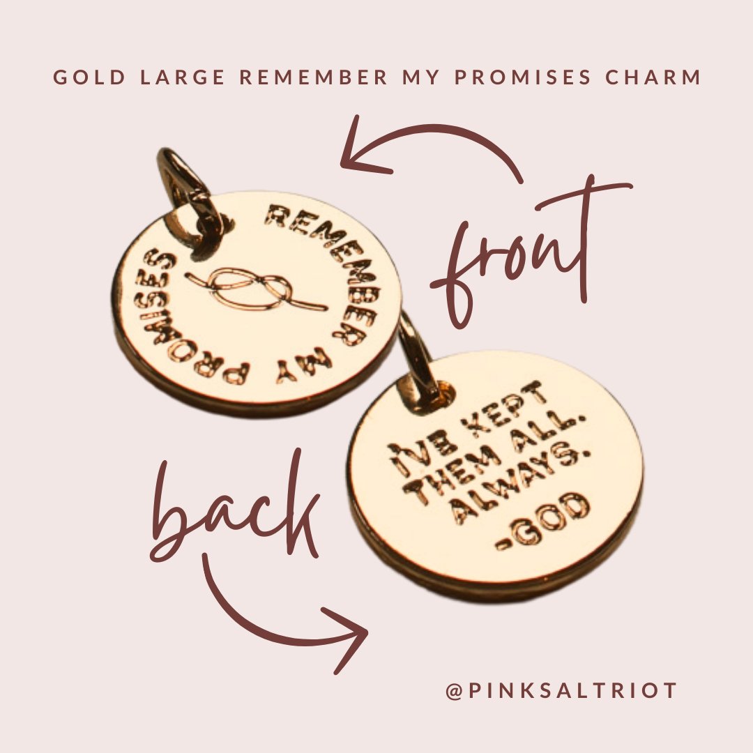 Bespoke Charms - Gold Large Remember My Promises Charm - Pink Salt Riot