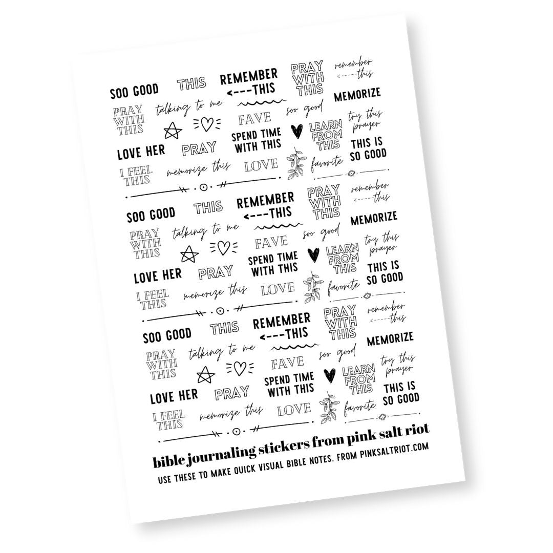 Bible Journaling Sticker Sheet-Pink Salt Riot