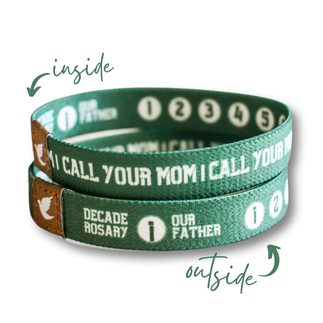 Call Your Mom Mens Rosary Bracelet-Pink Salt Riot