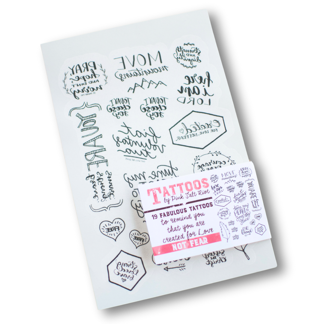 Christian Temporary Tattoos Set - Created for Love-Pink Salt Riot