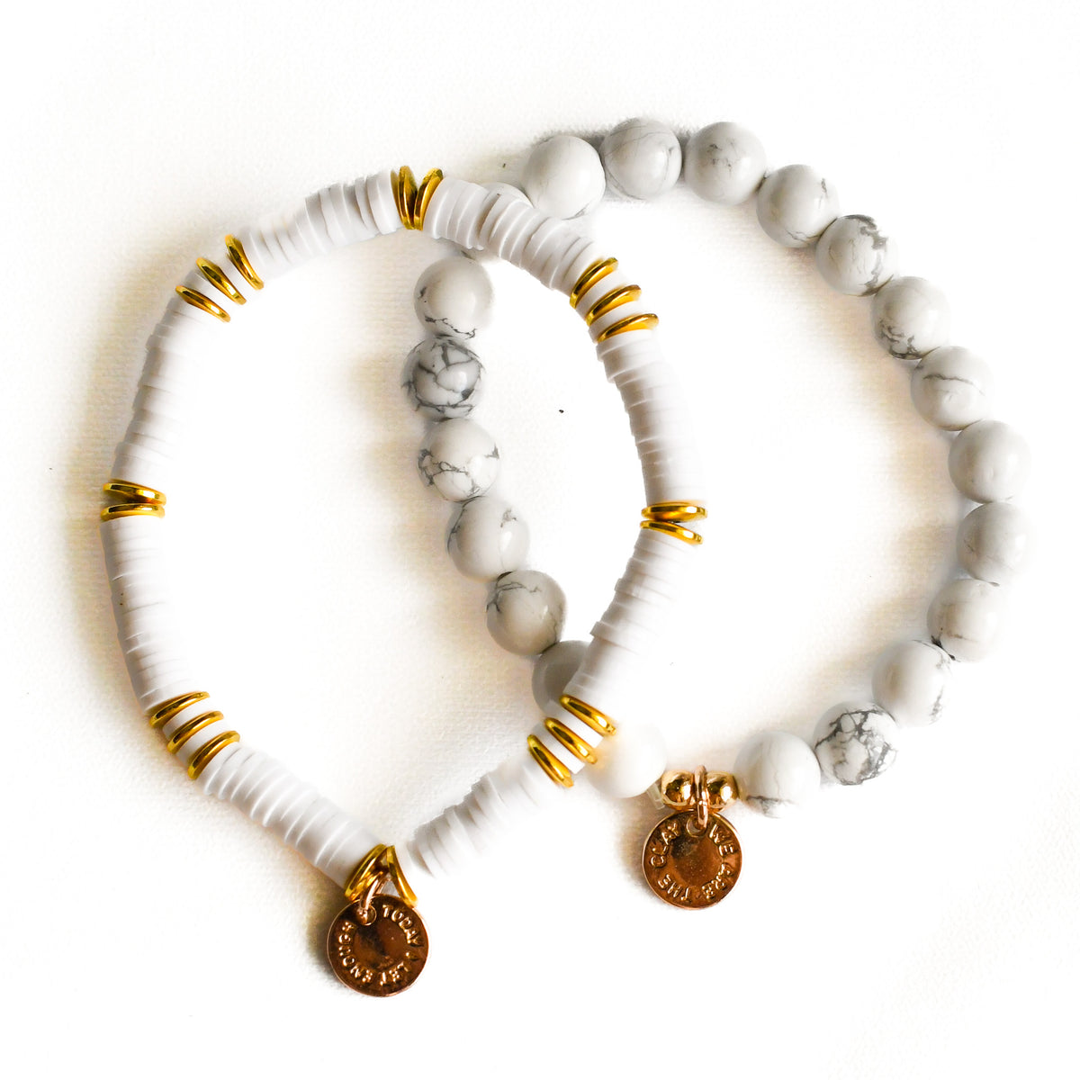 Create Your Own - Gold &amp; White Stacking Bracelets-Pink Salt Riot