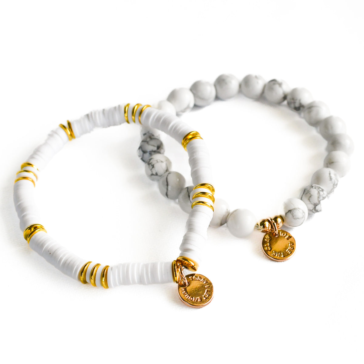 Create Your Own - Gold &amp; White Stacking Bracelets-Pink Salt Riot