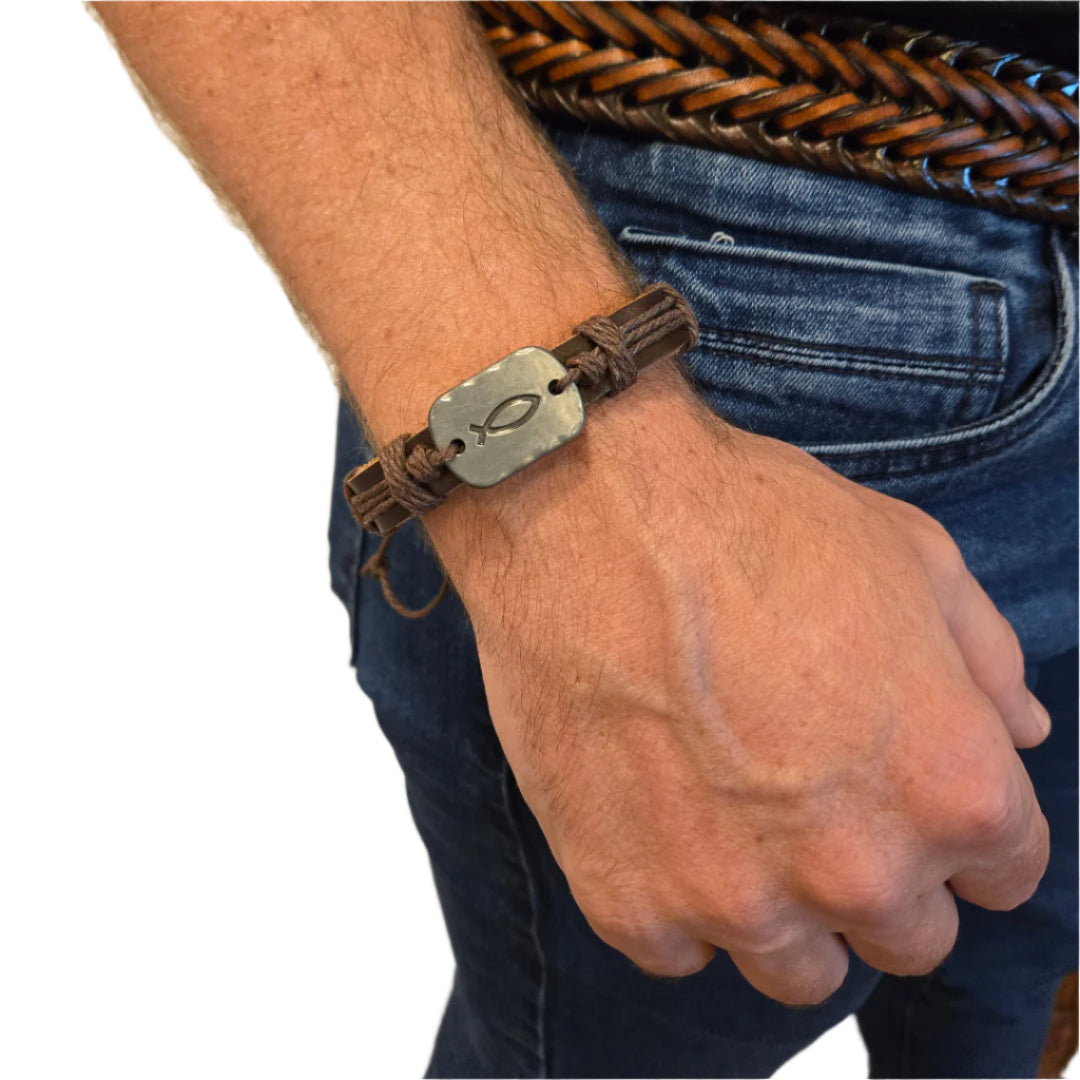 Fishers of Men rugged leather bracelet- Pink Salt Riot