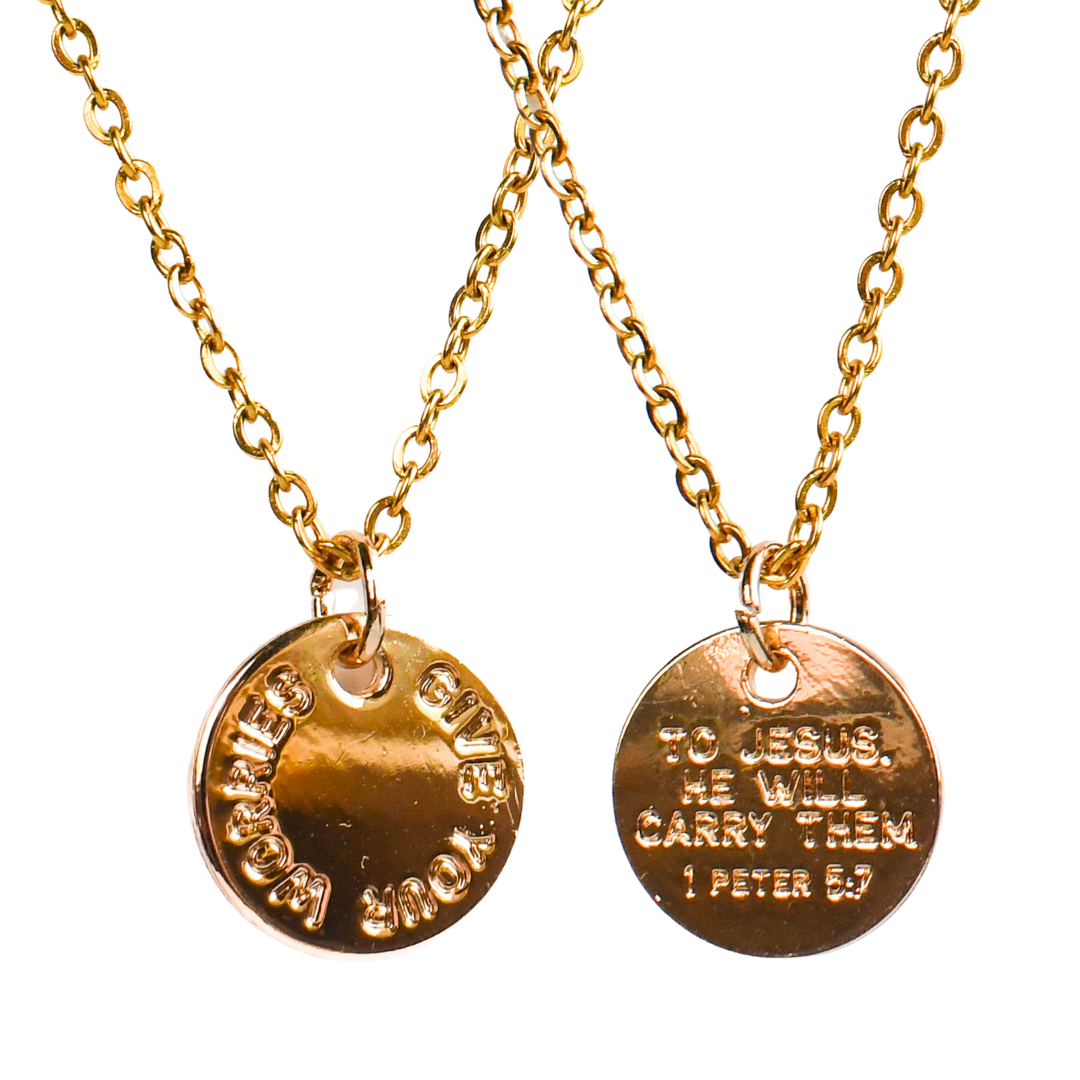 Give Your Worries to Jesus Gold Necklace