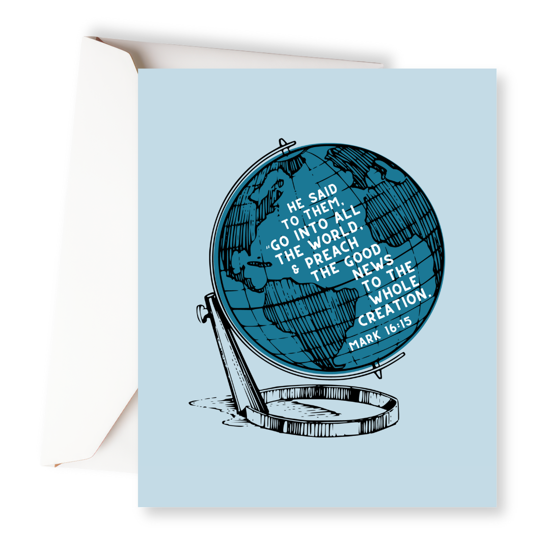 Go Into All the World Greeting Card-Pink Salt Riot