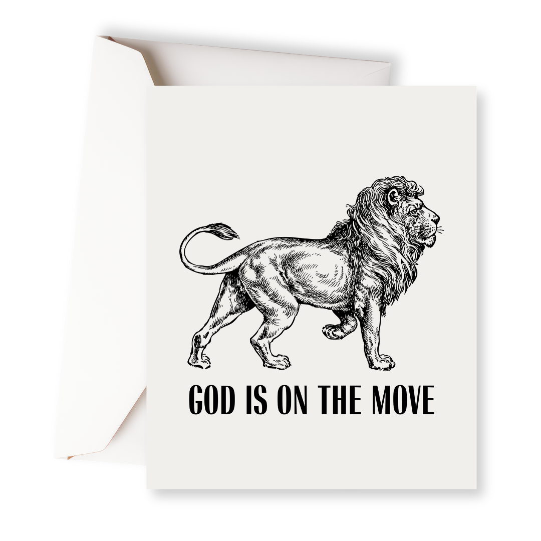 God is on the Move Greeting Card-Pink Salt Riot