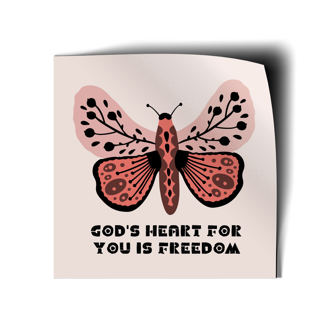 God's Heart For You is Freedom Vinyl Sticker-Pink Salt Riot