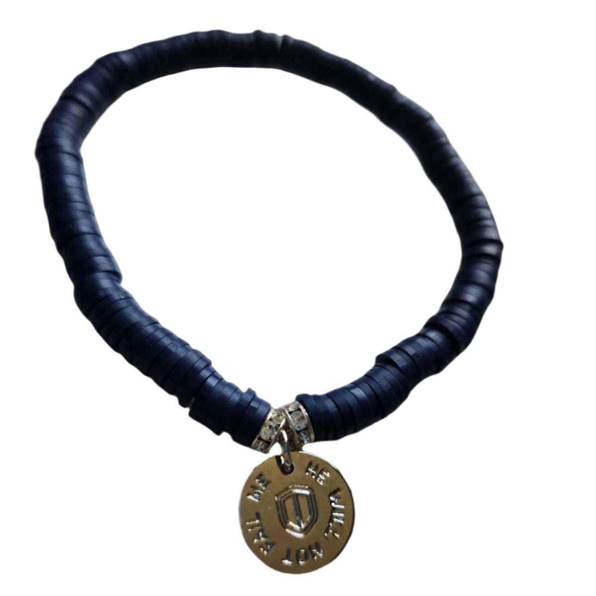 He Will Not Fail Me Navy Clay Heishi Bracelet-Pink Salt Riot