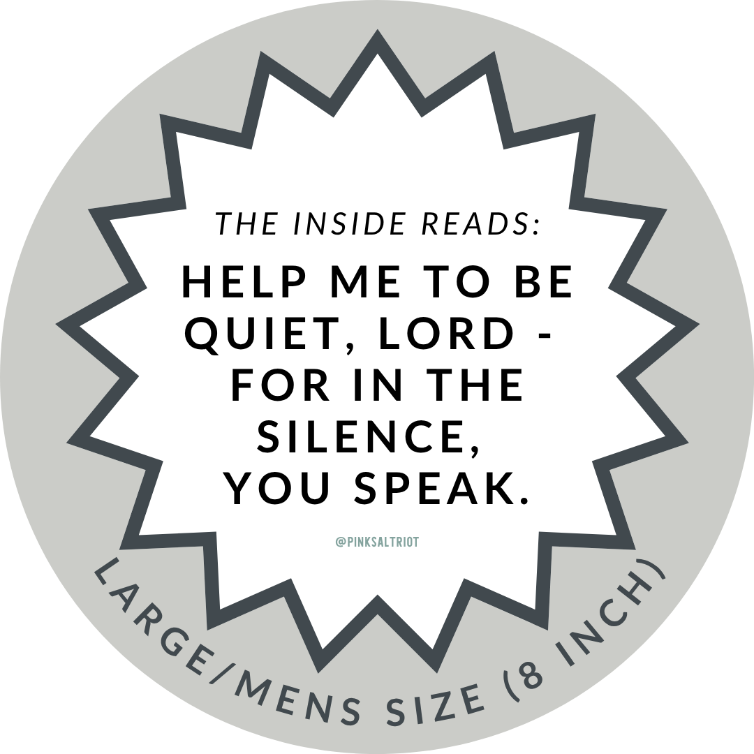 Christian men’s bracelet by Pink Salt Riot with inspirational message about quiet and silence