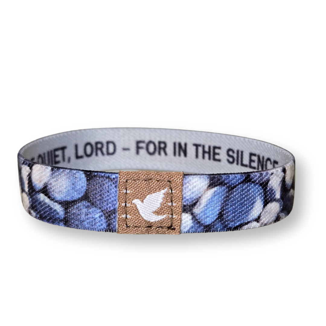 Pink Salt Riot Christian men's bracelet with stone pattern and white dove emblem