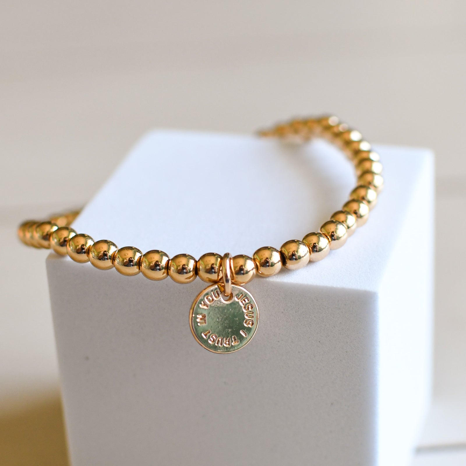 Jesus I Trust in You Gold Bracelet-Pink Salt Riot