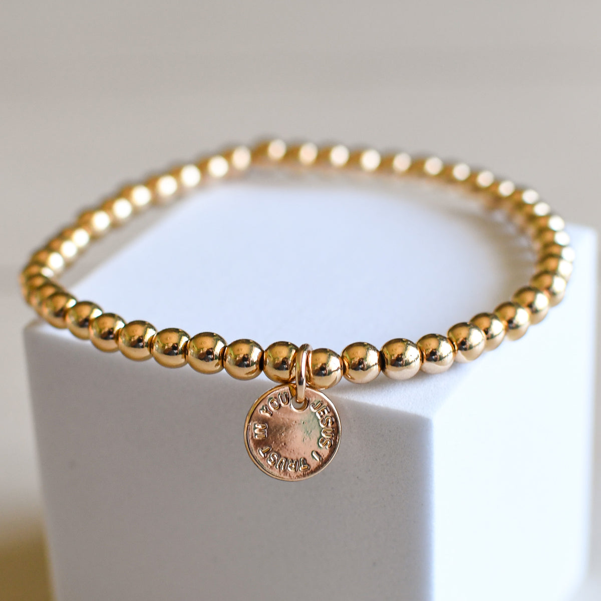 Jesus I Trust in You Gold Bracelet-Pink Salt Riot
