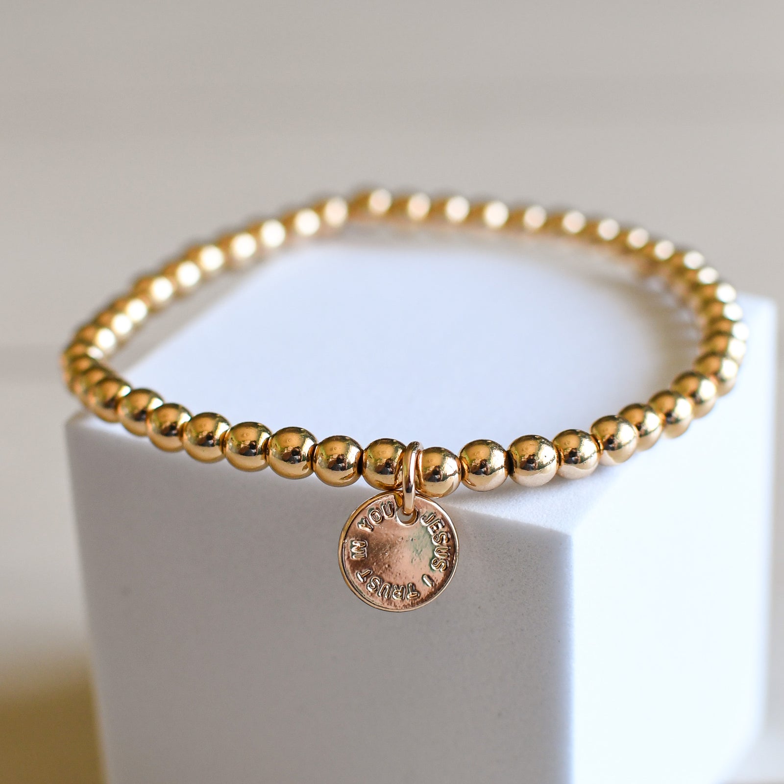 Jesus I Trust in You Gold Bracelet-Pink Salt Riot