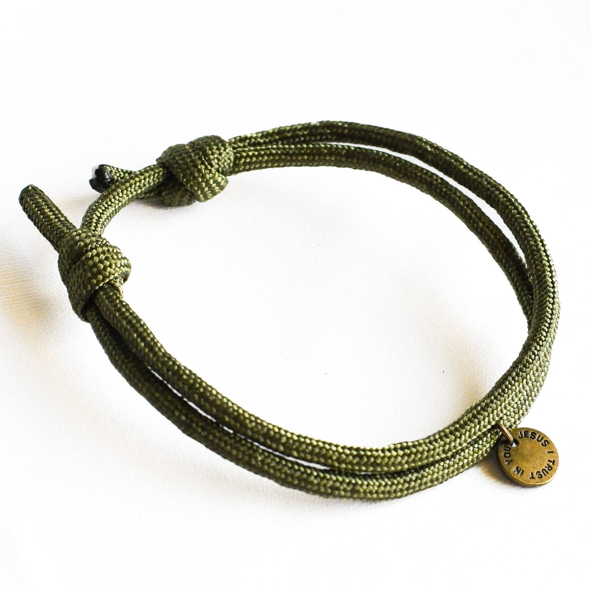 Jesus I Trust in You Olive Paracord Bracelet