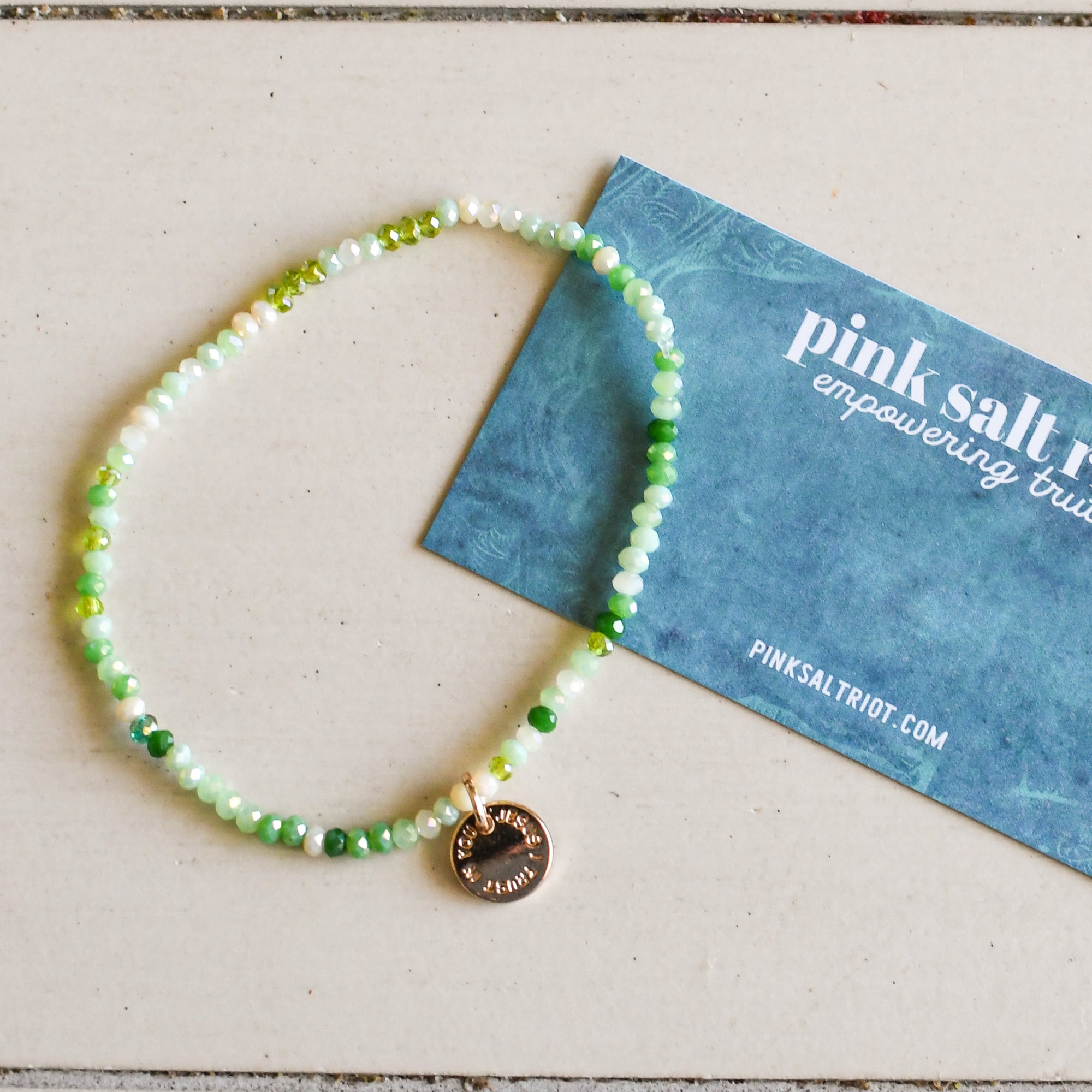 Jesus I Trust in You Spring Green Bracelet