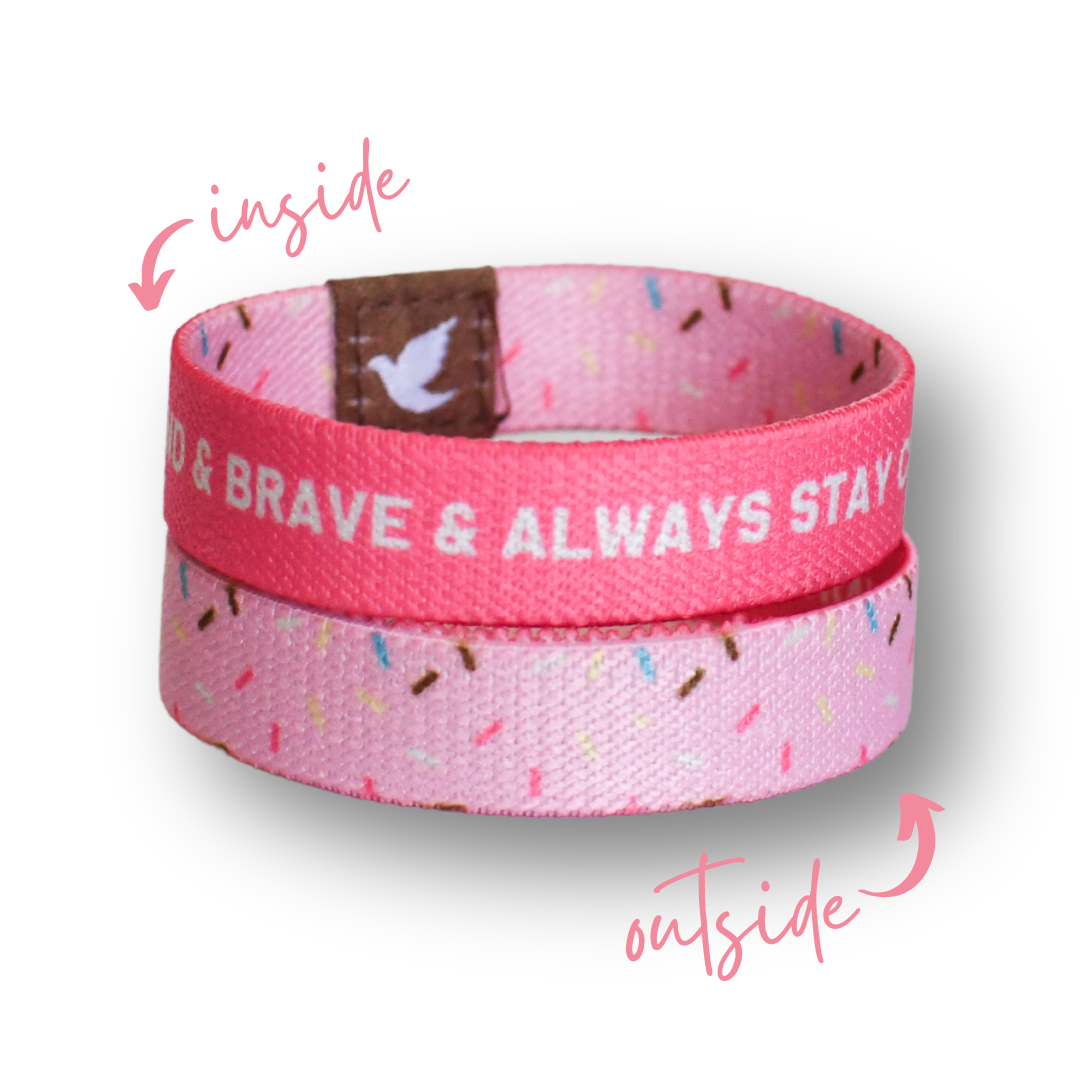 Kind and Brave Sprinkles Kids TruthBand-Pink Salt Riot- inside and outside