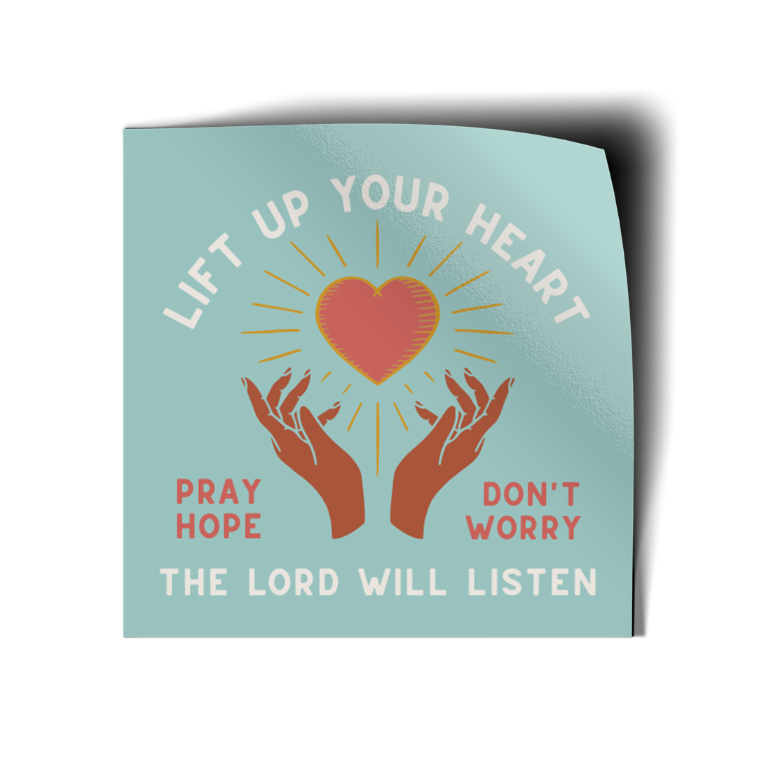 Lift Up Your Heart Vinyl Sticker-Pink Salt Riot