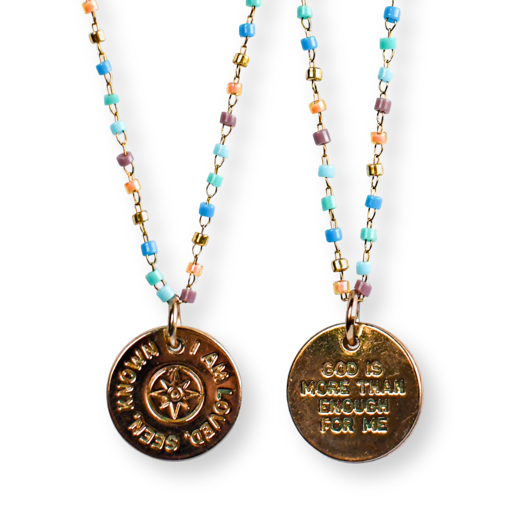 Seen &amp; Known Summer Seed Chain Gold Necklace-Pink Salt Riot