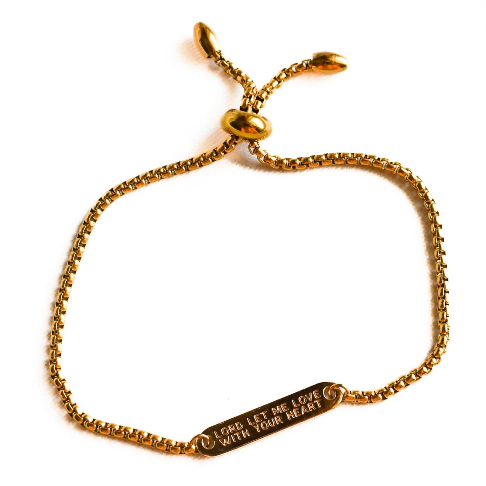 Love with God’s Heart Gold Slider Bracelet-Pink Salt Riot