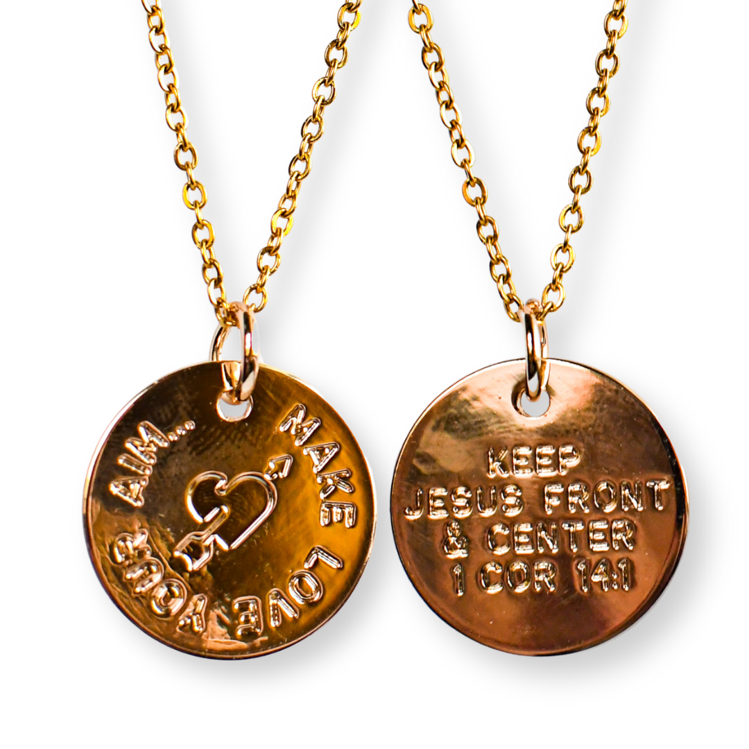 Make Love Your Aim Necklace-Pink Salt Riot