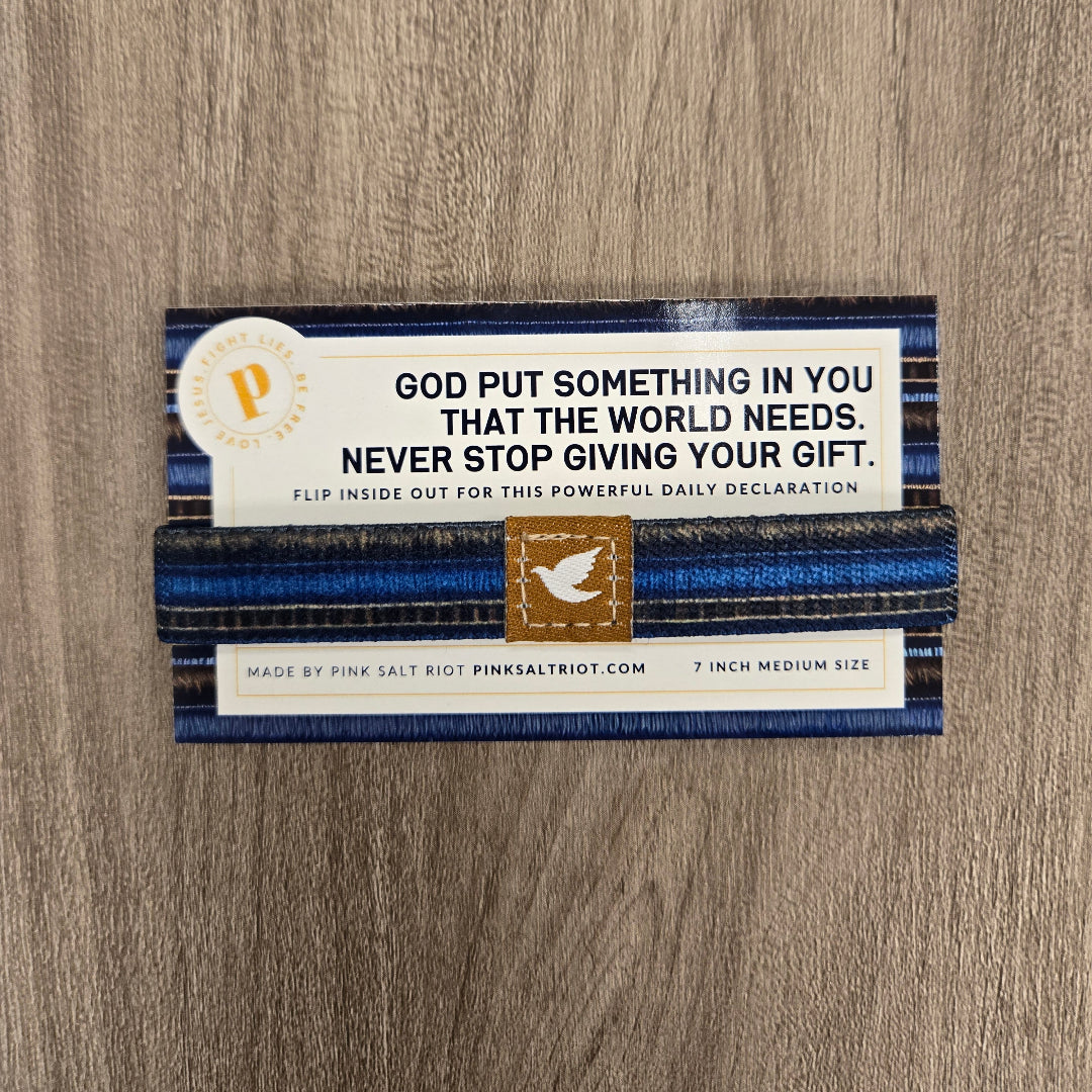 Never Stop Giving Your Gift Medium TruthBand on card- Pink Salt Riot