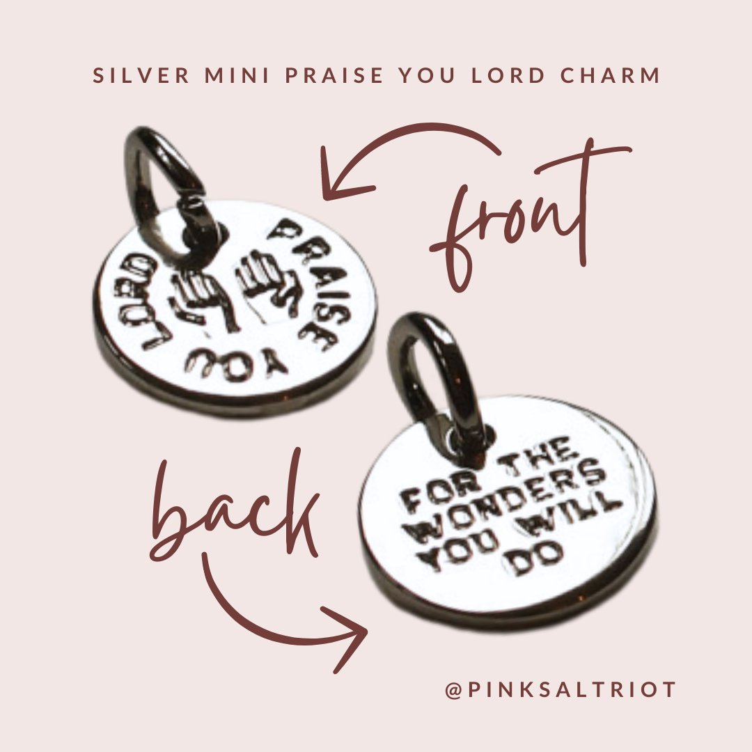 Bespoke Charms - Silver Mini Praise You Lord Charm- blue bracelet