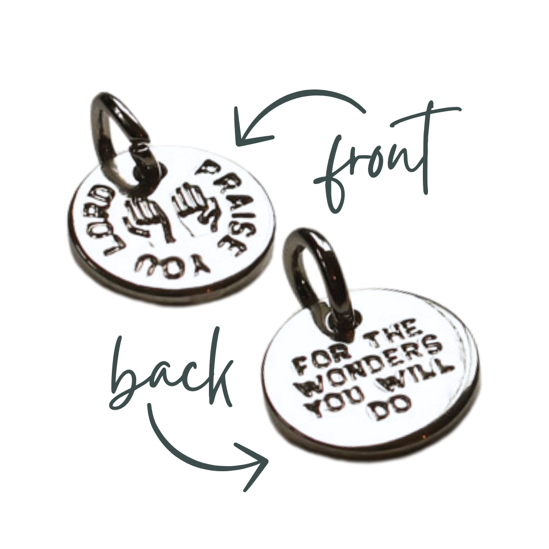Bespoke Charms-Praise You Lord charm- Pink Salt Riot silver 