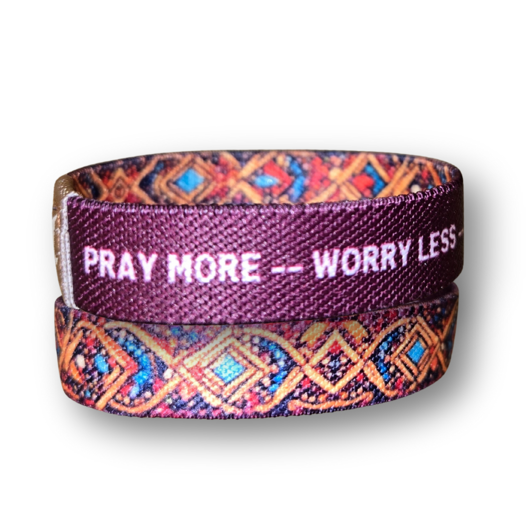 Pray More Worry Less Womens TruthBand- Pink Salt Riot stacked bracelets