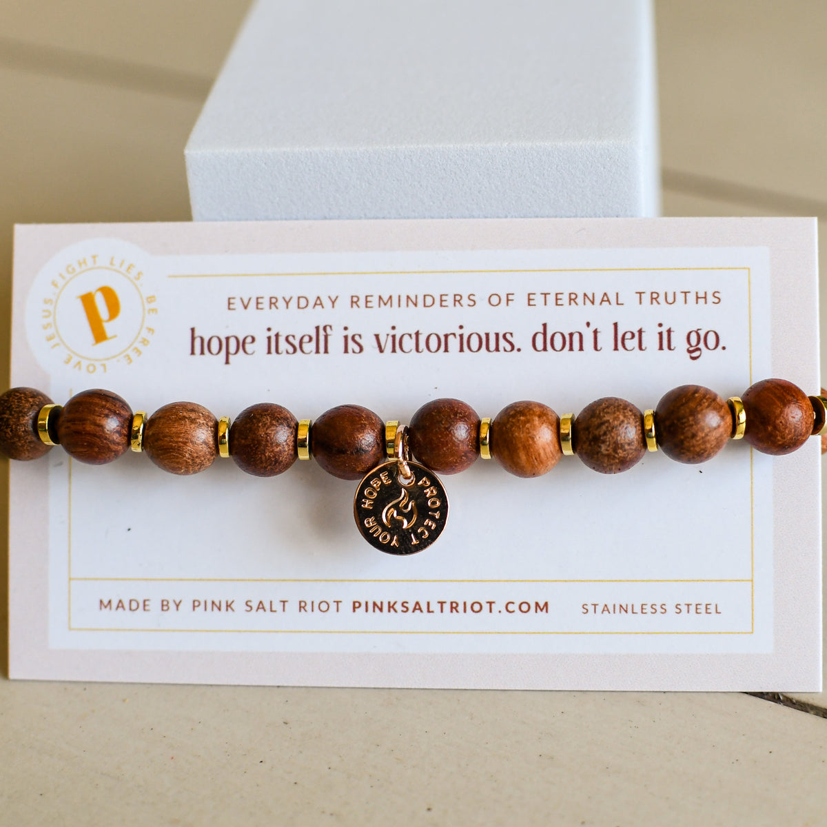 Protect Your Hope Wooden Bracelet-Pink Salt Riot