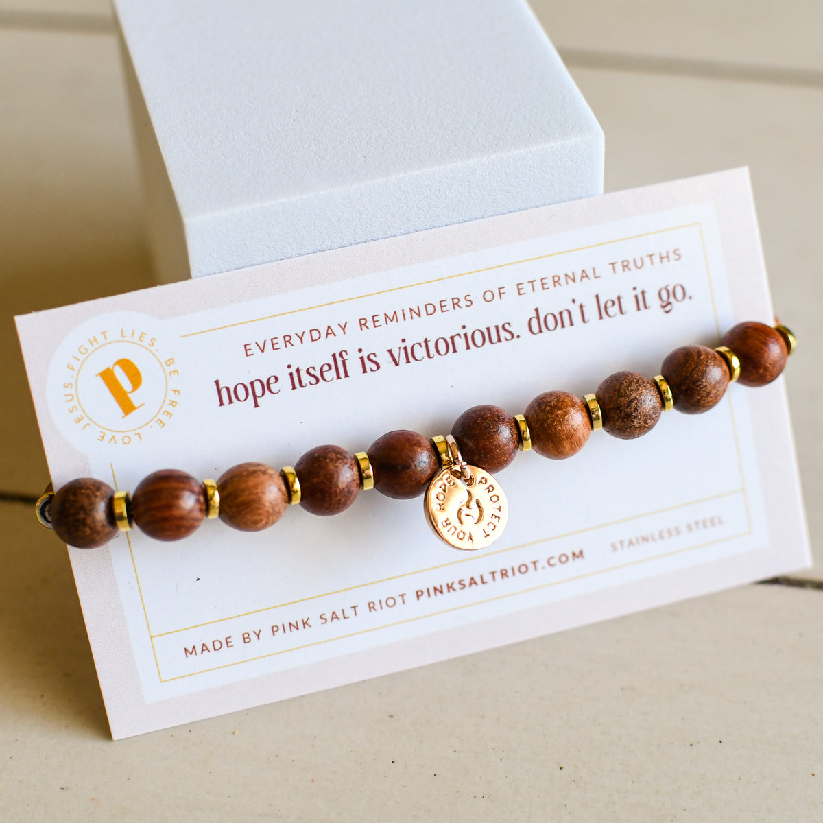 Protect Your Hope Wooden Bracelet-Pink Salt Riot