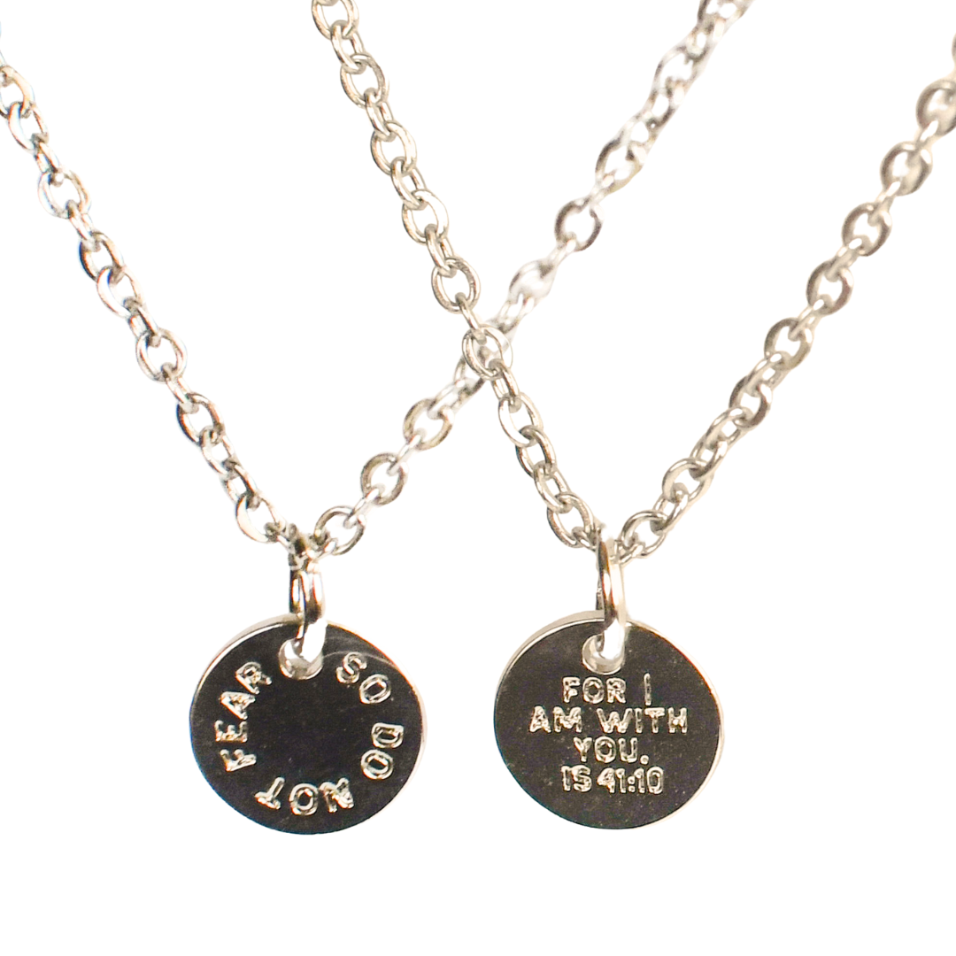 Do Not Fear Silver Coin Necklace-Pink Salt Riot