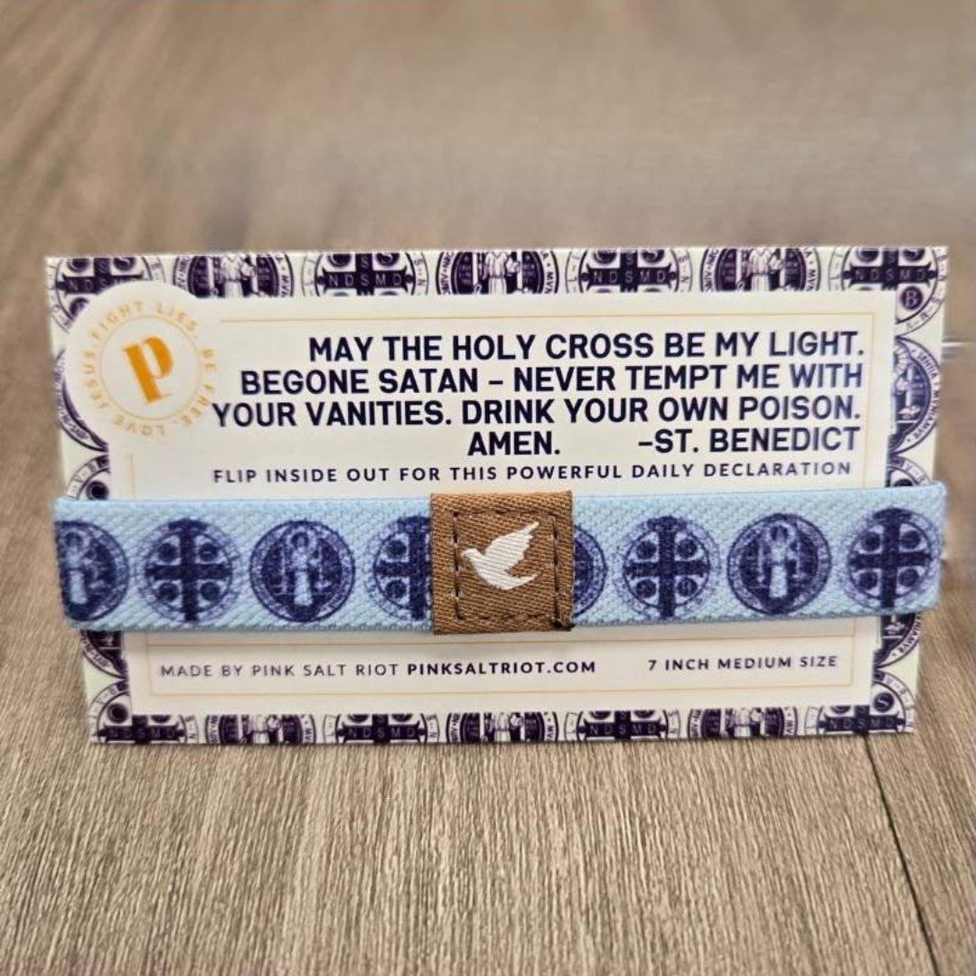 St. Benedict Medium TruthBand on card- Pink Salt Riot