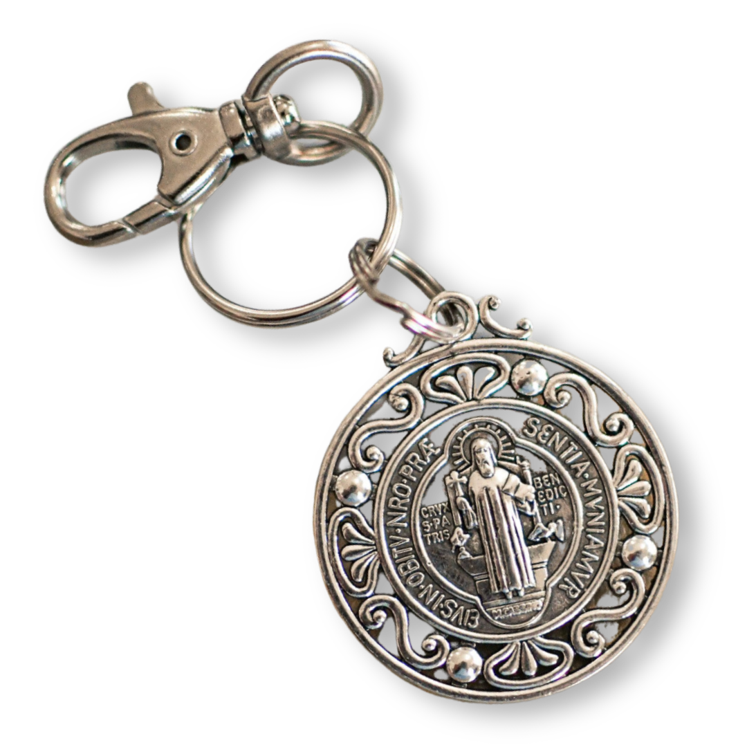 St Benedict Medal Keychain-Pink Salt Riot